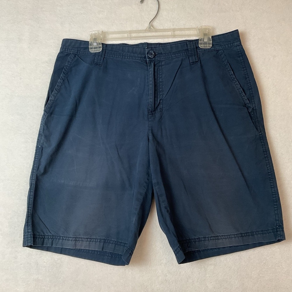 Columbia Sportswear Shorts Mens 34 Navy Blue Flat Front Chino Pockets